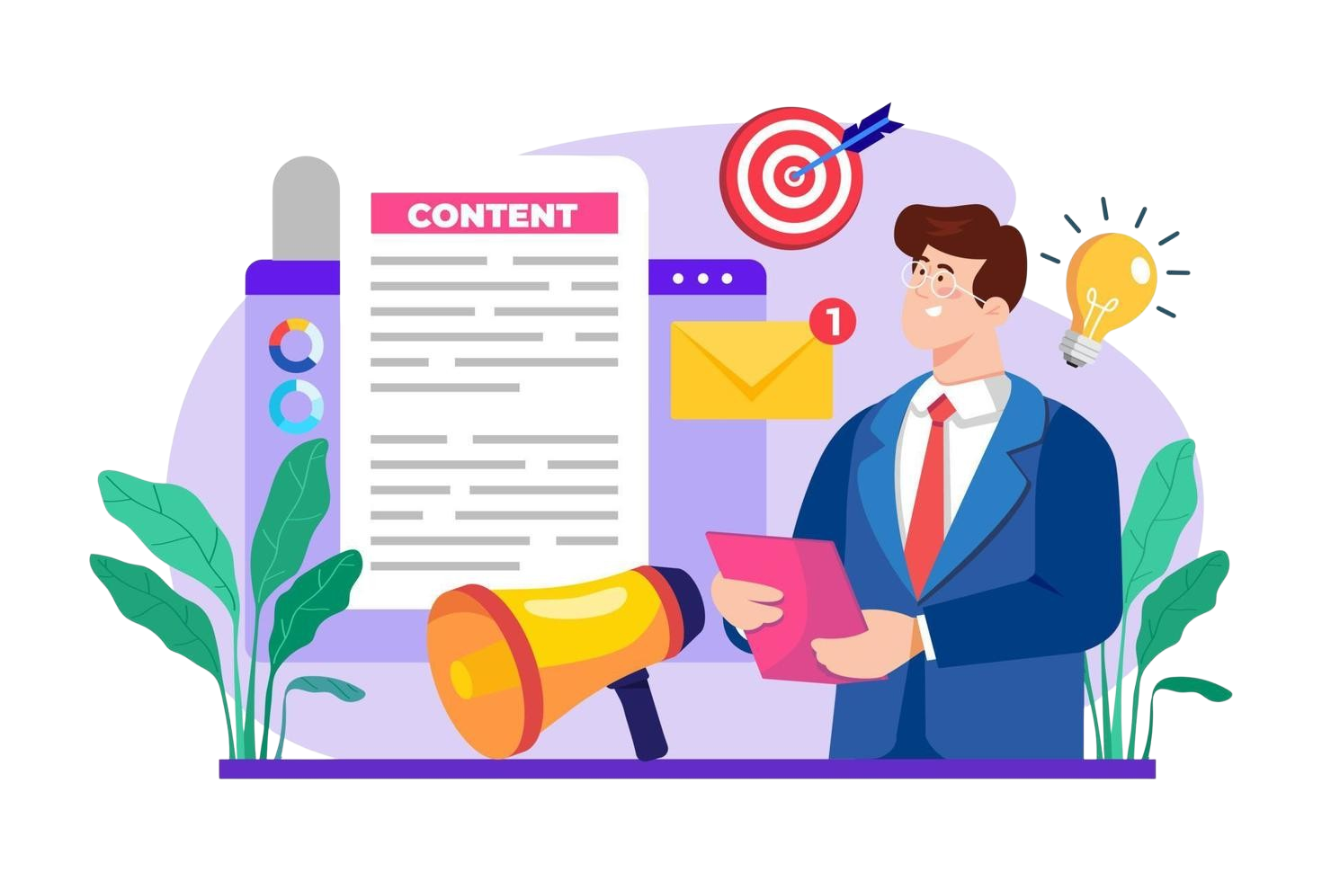 content marketing manager illustration concept on white background vector