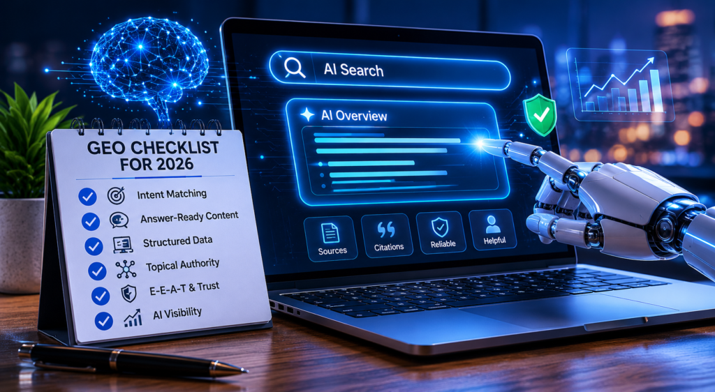 Image illustrating The complete GEO Checklist 2026 to Rank Better in AI Search
